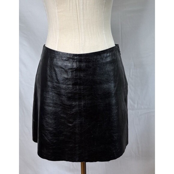 Y2K Vintage Esprit Black Leather Mini Skirt S Fully Lined 28" Waist Iconic - Picture 2 of 11